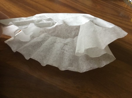 Coffee Filter Animal Candy Bags - push two sides in to make inverted folds to keep the candy inside