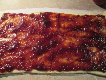 jam spread on dough