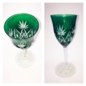 Identifying Vintage Glassware - stemmed glassware with green tops and clear stems, with cut glass look
