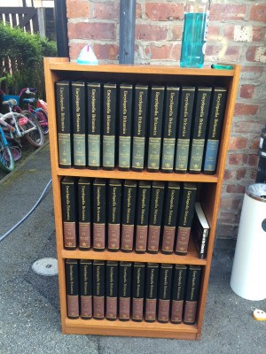 Value of Encyclopedia Britannica - books on bookshelf