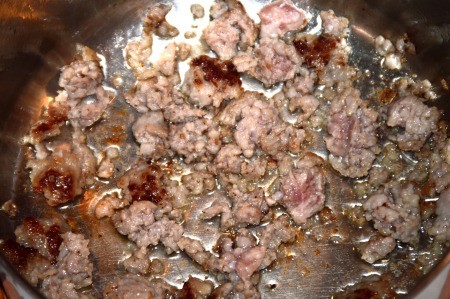 frying sausage