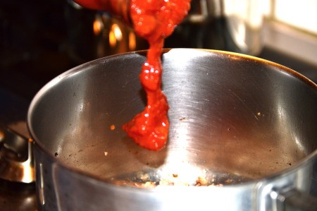 sauce mixed with sausage
