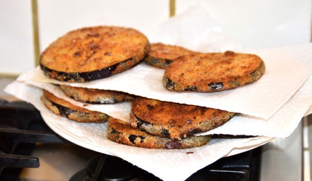 fried breaded Eggplant slices