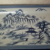 Value of a Bombay China Platter - blue and white Asian motif rectangular platter