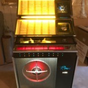 Value of a 1962 Rowe AMI Jukebox  - jukebox with selection display lighted up