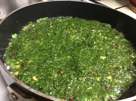 cooking Herb Frittata in pan