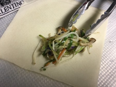 adding Veggies to wrapper