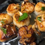 cooked Garlic Basil Scallops