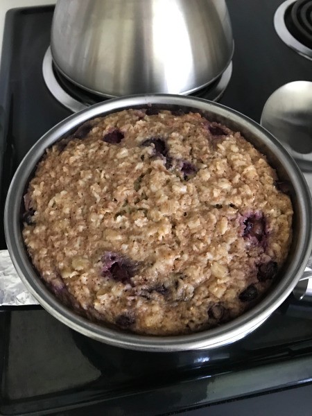 bowl removed from Instant Pot Blueberry Oatmeal