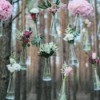 Creative glass flower vase Wedding Decorations hanging in the forest