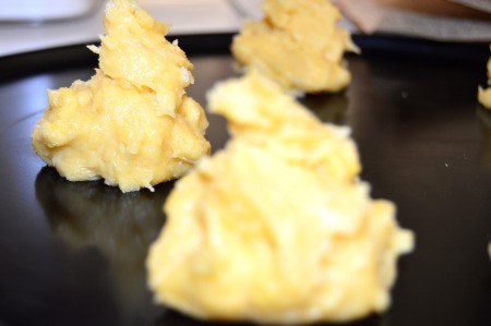 Cream Puff batter on baking tray