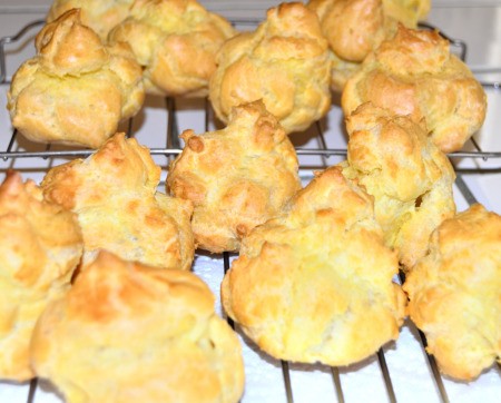 Cream Puffs cooling on rack