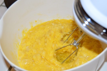 mixing eggs in flour & water