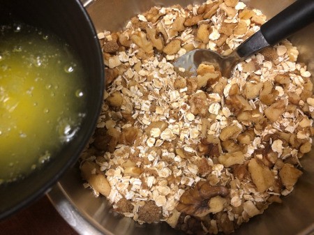 adding butter to strudel mix