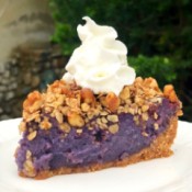 whipped cream on piece of Purple Sweet Potato Pie