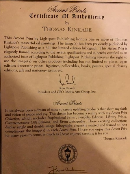 Value of a 1996 Thomas Kinkade Print "Skaters Pond"