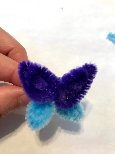 Pipe Cleaner Butterfly Ring - wings made