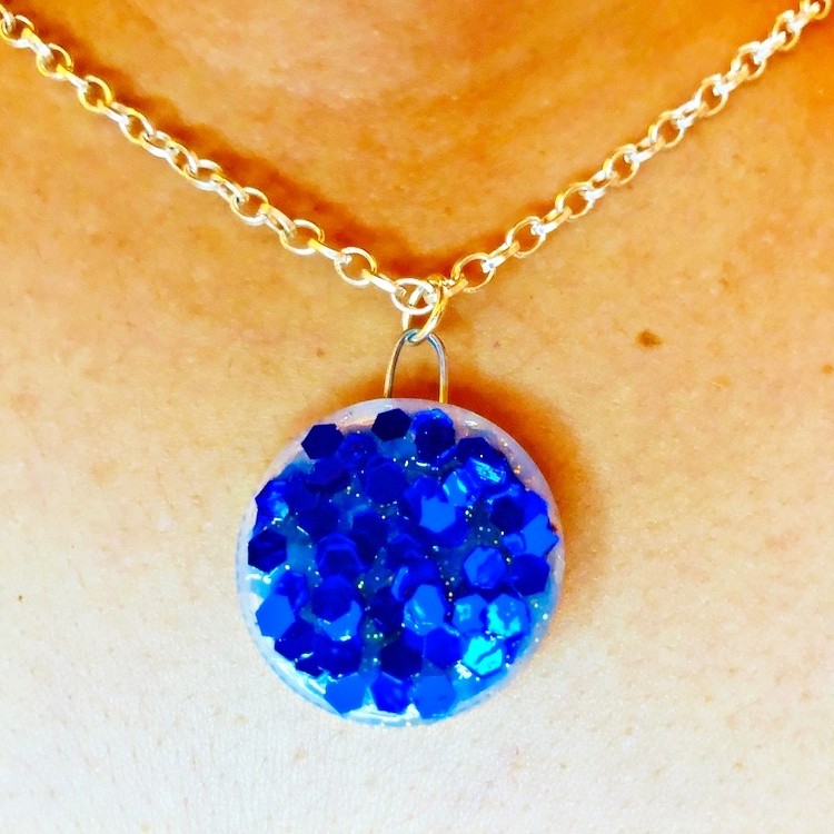 Making a Bottle Cap Glitter Pendant Necklace ThriftyFun