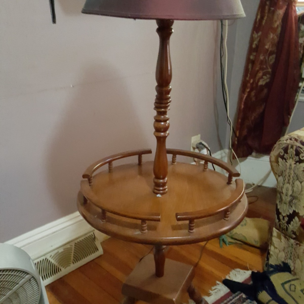 Vintage floor online lamp with table