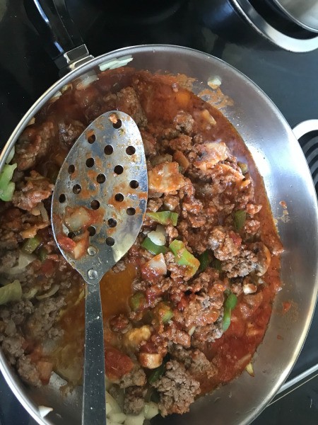 sauce & seasoning added to pan