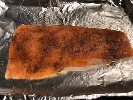 seasoned salmon on foil