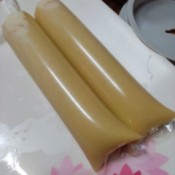 batter poured into plastic wraps for ice pops