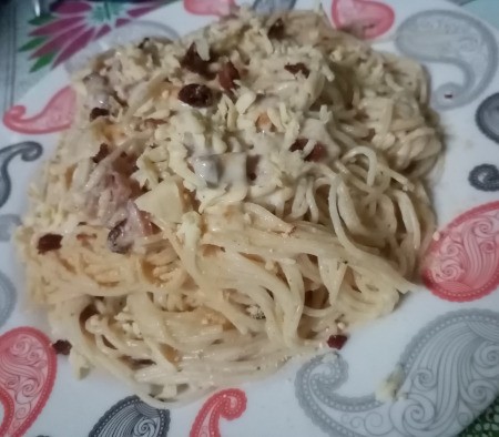 Filipino Style Carbonara on plate