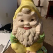 Identifying a Vintage Elf or Gnome Figurine - bearded figurine with yellow cap and green shirt
