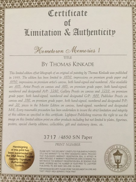 Value of a Thomas Kinkade Print
