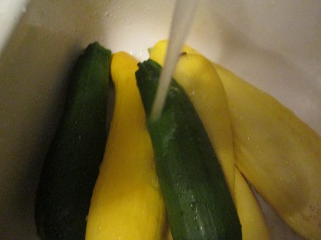 Blanching Veggies - washing squash