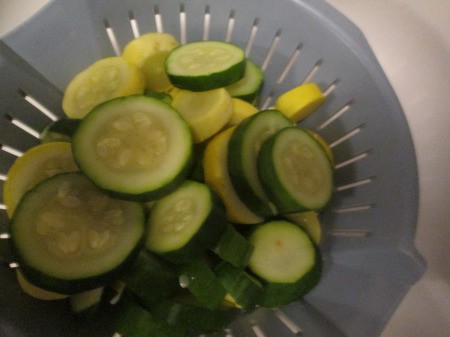 Blanching Veggies - draining in a strainer