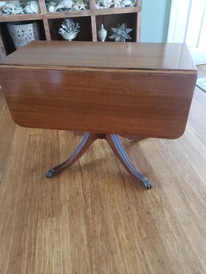 Value of a Brandt Furniture Drop Leaf Table - brass footed drop leaf table