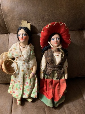 Identifying Vintage Ethnic Porcelain and Cloth Dolls - two ethnic dolls