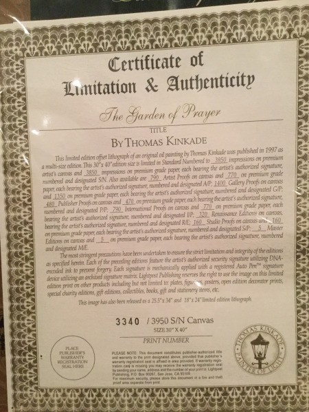 Value of a Thomas Kinkade Print