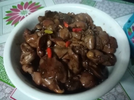 Chicken Gizzard and Liver Sizzler in bowl