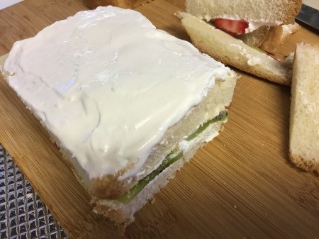 whipped cream on top of Fruit Sandwich