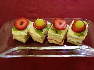 cut Japanese Fruit Sandwich on plate