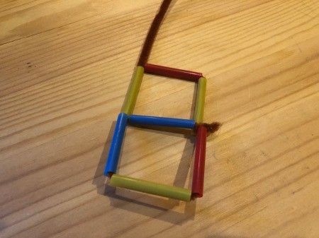 Making Geometric Bubble Wands - pull taut for 2 squares side by side