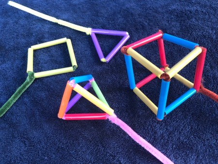 Making Geometric Bubble Wands  bubble wands against a dark blue towel