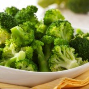 A plate of steamed broccoli.