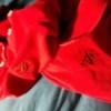 Covering Logos on Clothing - red knit shirts