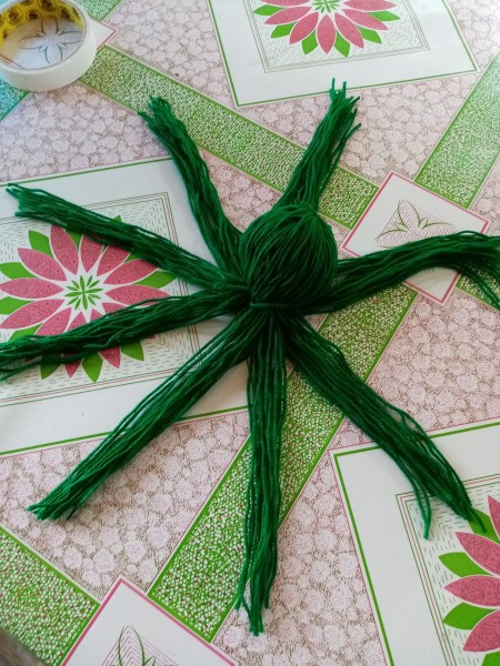 Mr. Octopus Made of Yarn - yarn divided for tentacles