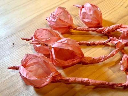 Making Tissue Paper Puffy Flowers - repeat to make 5 petals