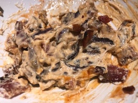 mixing Bacon and Cheese filling