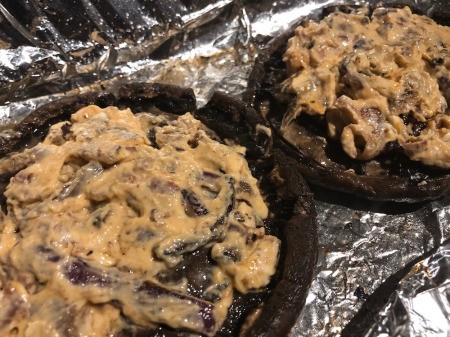 Bacon mix filled Portobello Caps