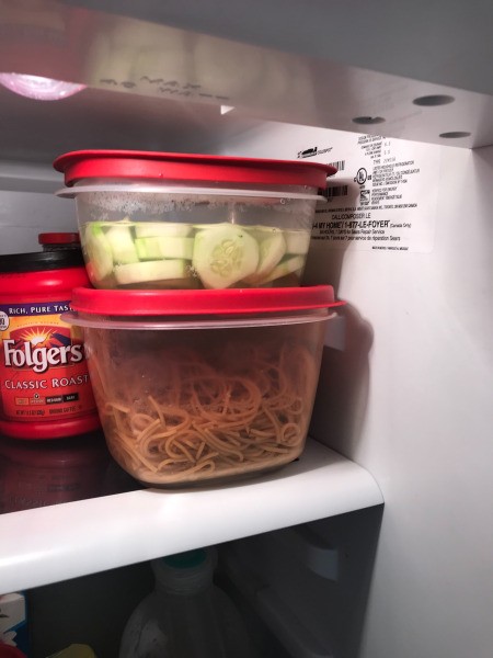 Cucumber Salad in refridgerator