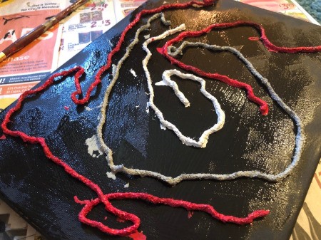 String Pull Abstract Painting - lay the pieces of wet string around the canvas