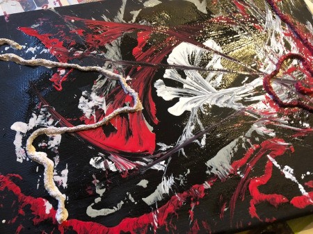 String Pull Abstract Painting - keep submerging the pieces of string and repeating the pulling step until you are satisfied