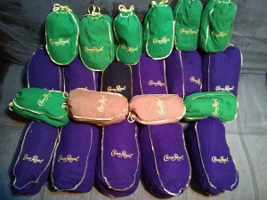 Making a Crown Royal Bag Sleeping Bag - various colored Crown Royal bags