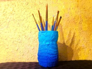 Recycled Ombre Vase - paint brushes in the vase